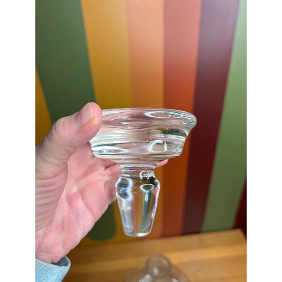 heavy clear glass decanter whisky alcohol bar cart MCM - tiny chips - Picture 4 of 8